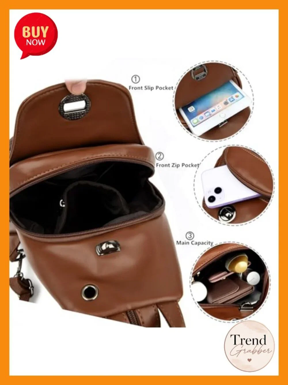 Convertible Leather Sling Backpack Purse Anti-Theft Travel Daypack Fits iPad